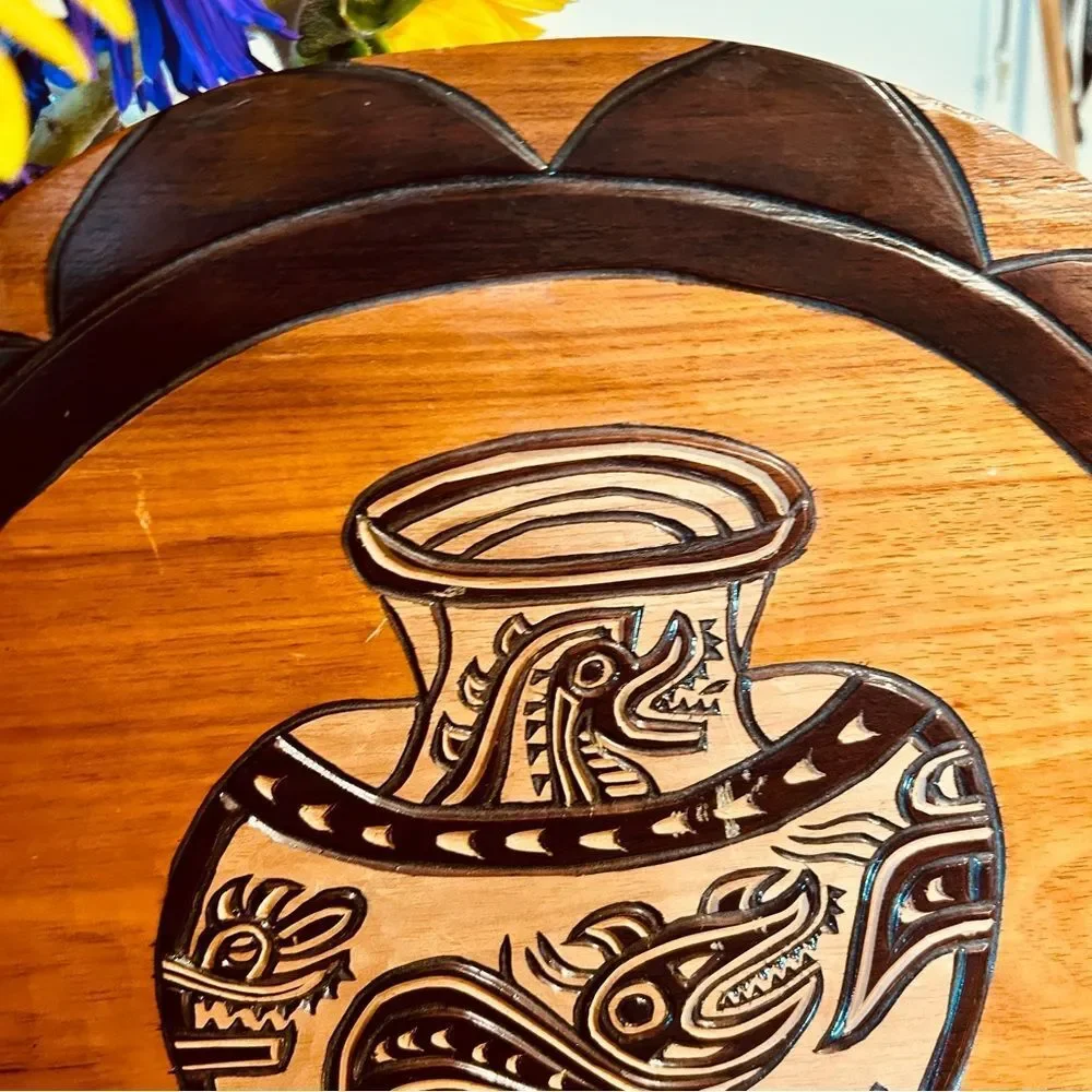 2 Wooden Handcarved Wall Hanging  FROM PANAMA HANDMADE